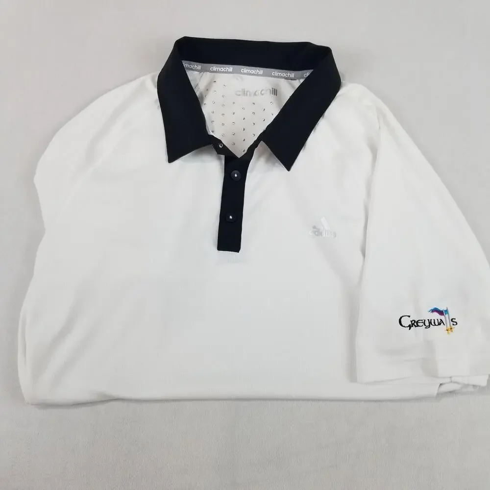 Adidas Climachill Polo Shirt Mens XL White Greywalls Golf Performance Shirt